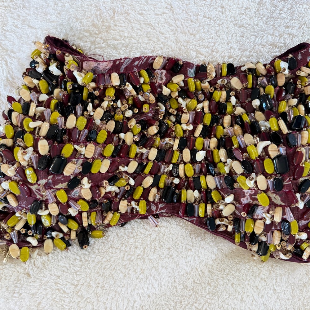 Ria Shah Label maroon floral printed cape set - Picture 3 of 9